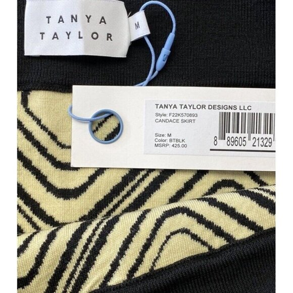 Tanya Taylor Sz M Knit Skirt Set Sweater Geometric Merino V-Neck Midi Luxury New - Picture 5 of 9